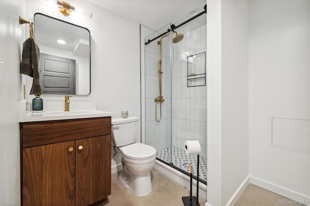 1702 W 66th Ave, Denver, CO 80221 - full bath with vanity, baseboards, a stall shower, and toilet