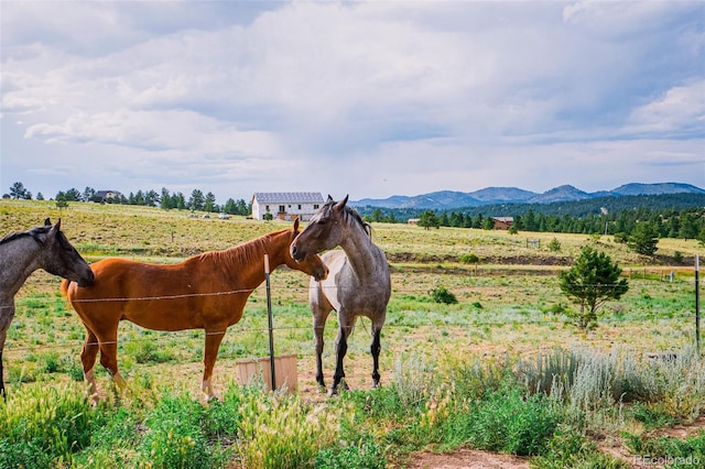 exterior space with a mountain view and a rural view