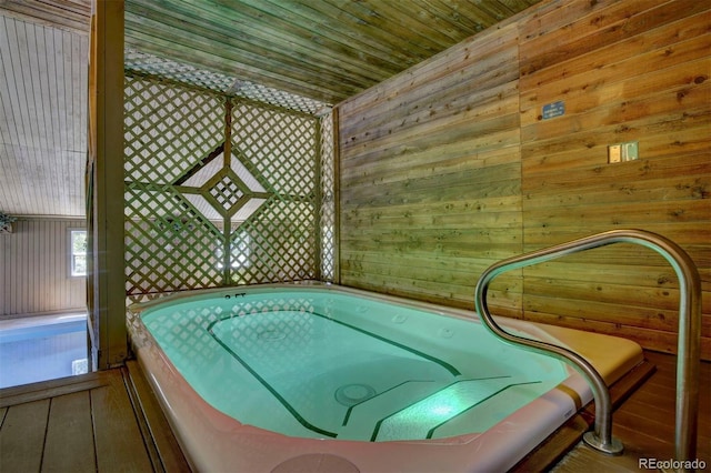 interior space featuring an indoor hot tub