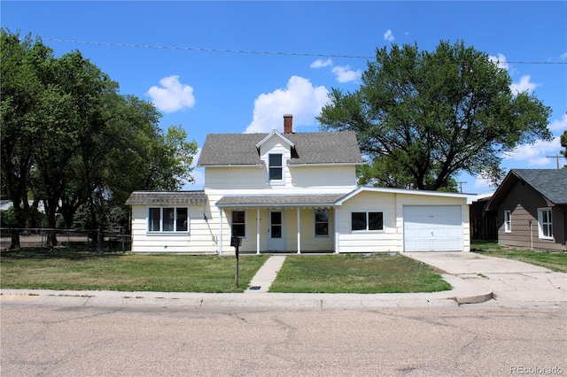 view of front of property featuring a porch and a front yard