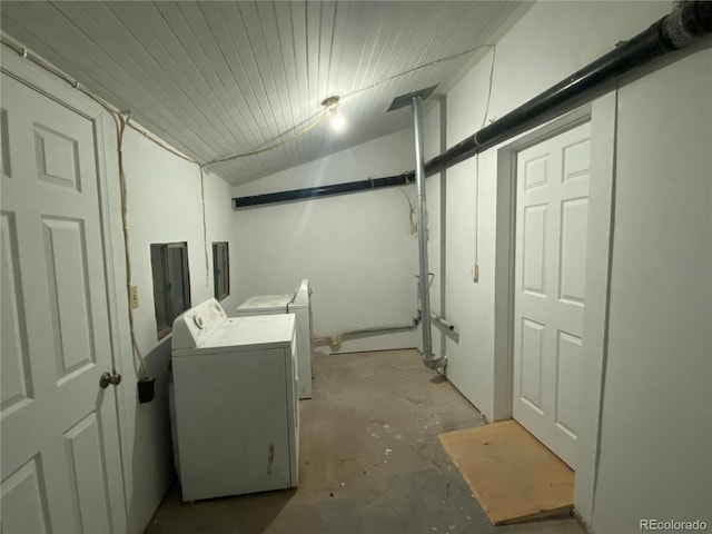 laundry area featuring separate washer and dryer and electric panel