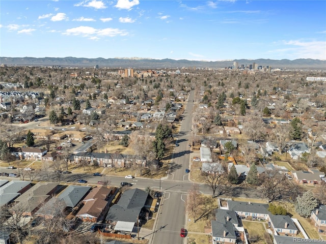 bird's eye view with a residential view and a mountain view