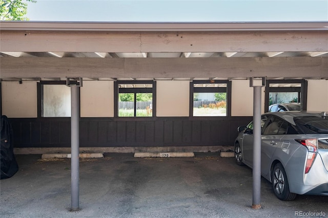 garage with a carport