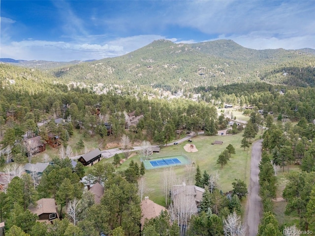 drone / aerial view with a mountain view