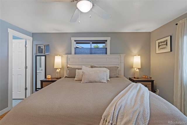 bedroom featuring ceiling fan