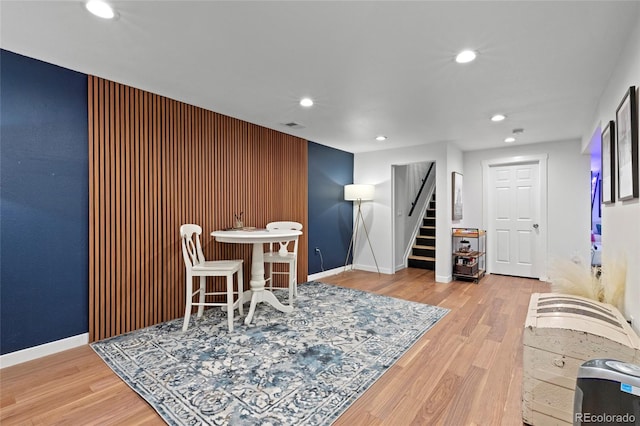 dining space featuring hardwood / wood-style flooring