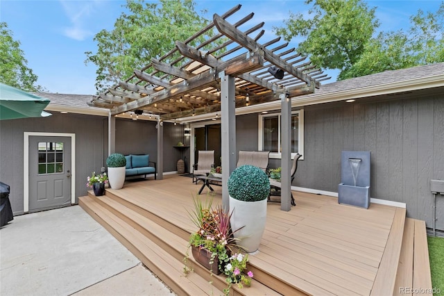 deck featuring a pergola