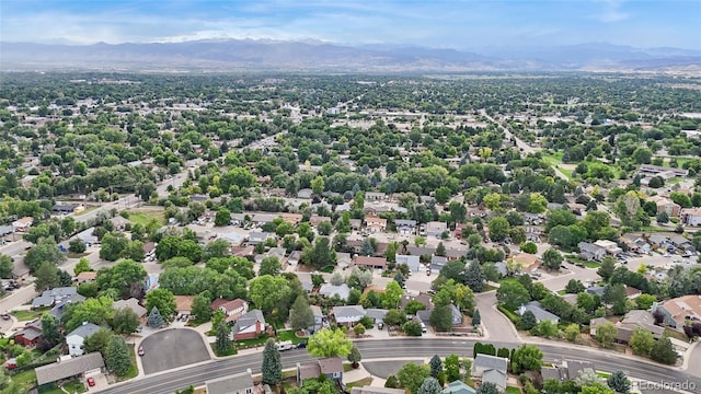 aerial view featuring a residential view and a mountain view