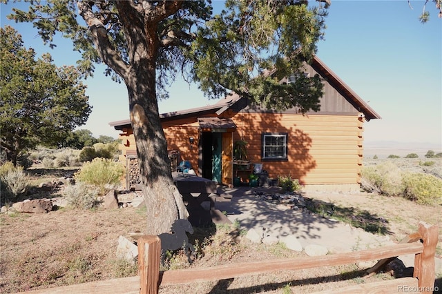 view of log home