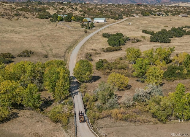 birds eye view of property with a rural view and a mountain view