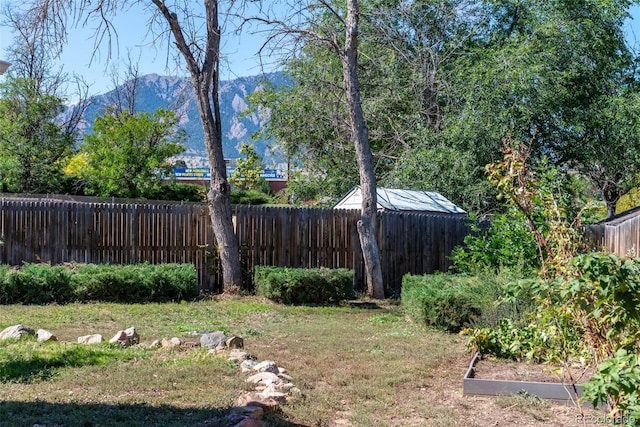 view of yard with a mountain view