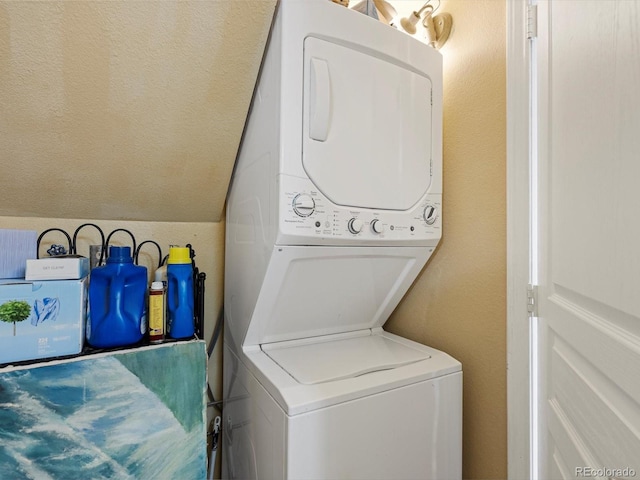 109 Bear Creek Ln, Morrison, CO 80465 - laundry area featuring stacked washer / drying machine