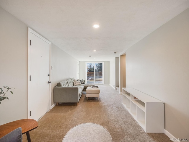 living room with light carpet