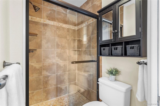 full bath featuring toilet and a shower stall