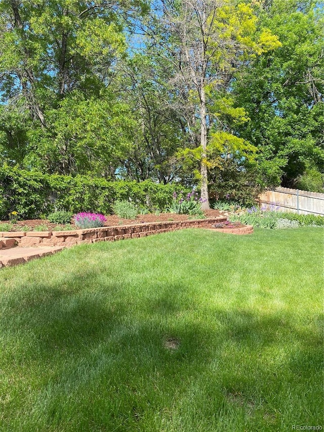 view of yard featuring fence