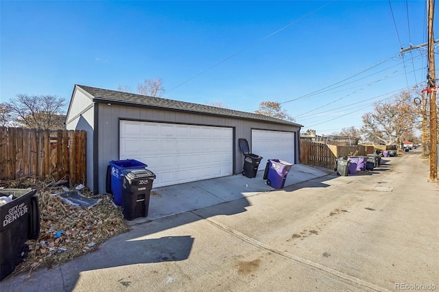 view of garage