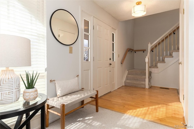 foyer with wood-type flooring