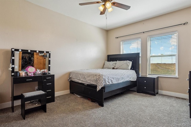 bedroom with carpet and ceiling fan