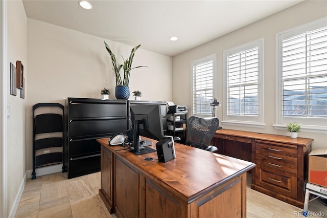 office area with recessed lighting