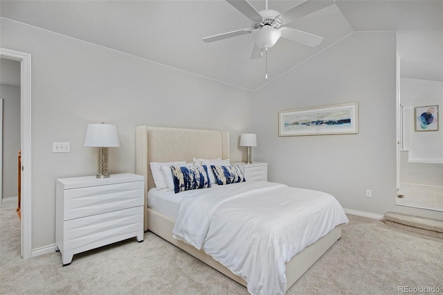 2500 Lexington St, Lafayette, CO 80026 - carpeted bedroom with lofted ceiling, baseboards, and a ceiling fan