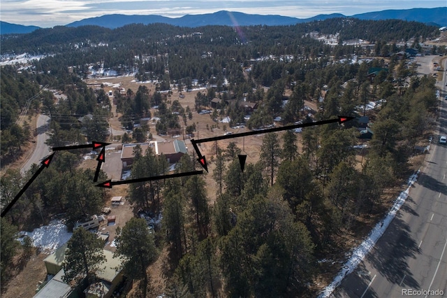 aerial view featuring a mountain view