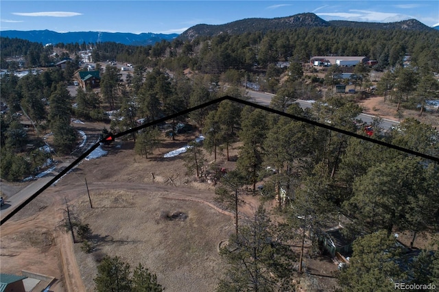 bird's eye view with a mountain view