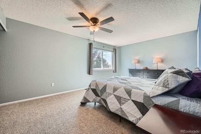 68 S Moline St, Aurora, CO 80012 - bedroom featuring a textured wall, carpet, a textured ceiling, a ceiling fan, and baseboards