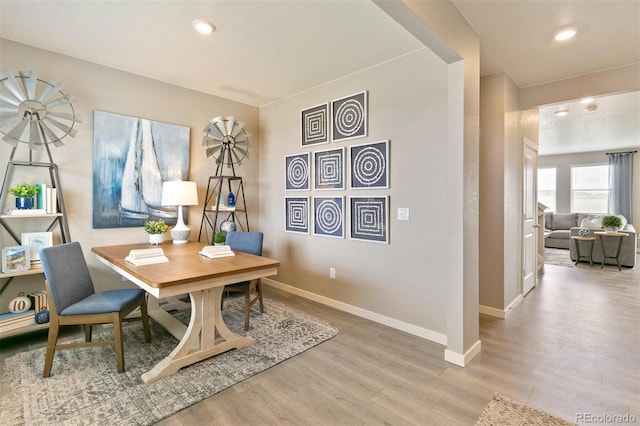 office area with hardwood / wood-style flooring