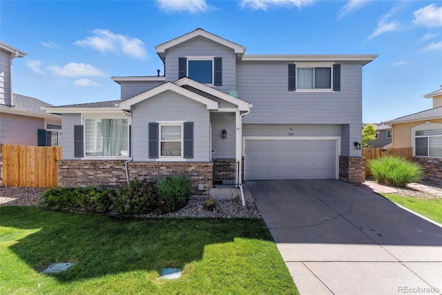 10116 Wyandott Cir, Denver, CO 80260 - view of front facade with driveway, a garage, and brick siding