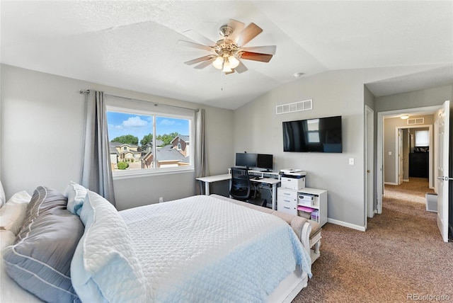 10116 Wyandott Cir, Denver, CO 80260 - carpeted bedroom with vaulted ceiling and a ceiling fan