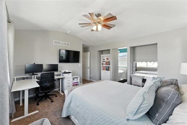 10116 Wyandott Cir, Denver, CO 80260 - carpeted bedroom featuring lofted ceiling, a desk, and ceiling fan