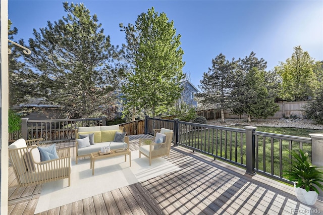 2660 Timberchase Trl, Highlands Ranch, CO 80126 - wooden deck with an outdoor living space and a fenced backyard