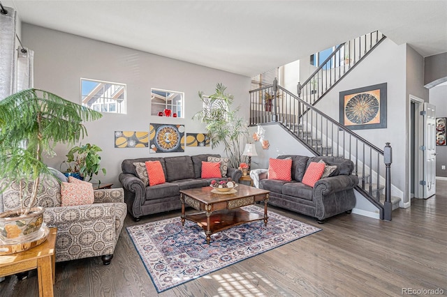 living room with wood-type flooring