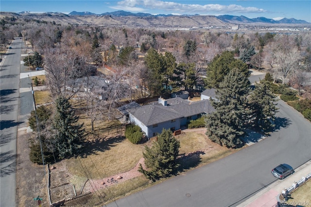 aerial view with a mountain view