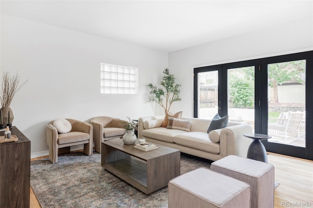1272 S Milwaukee St, Denver, CO 80210 - living area with wood finished floors and french doors
