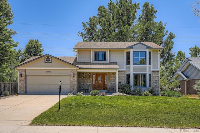 20596 E Shefield Ct, Parker, CO 80138 - traditional-style house with a porch, a garage, and brick siding