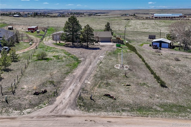 aerial view featuring a rural view
