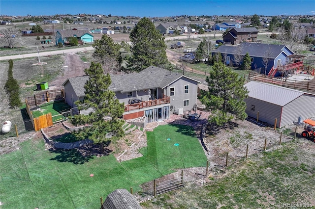 aerial view with a residential view