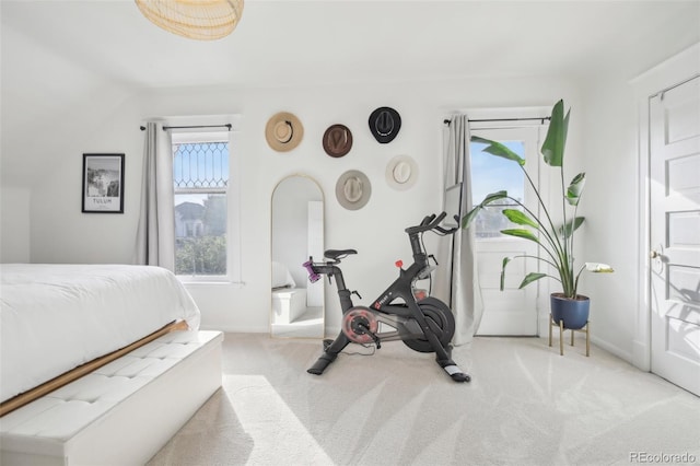 bedroom featuring carpet floors and baseboards