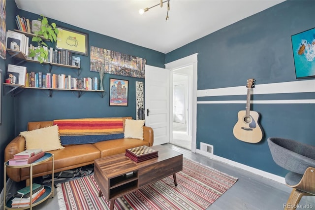living area with baseboards
