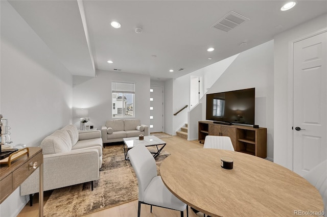 4612 S Wenatchee St Unit A, Aurora, CO 80015 - living room featuring recessed lighting and stairs