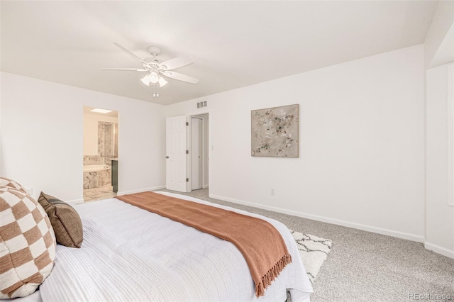 6005 S Vivian St, Littleton, CO 80127 - bedroom with ceiling fan, light carpet, and connected bathroom