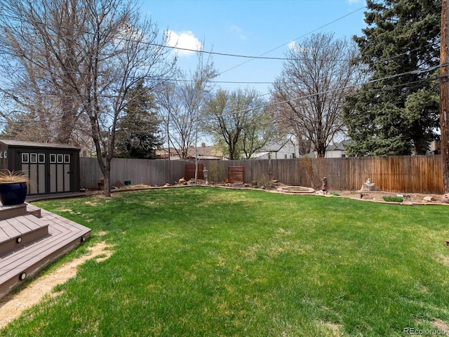 2535 Leyden St, Denver, CO 80207 - view of yard with a storage shed, an outbuilding, and a deck