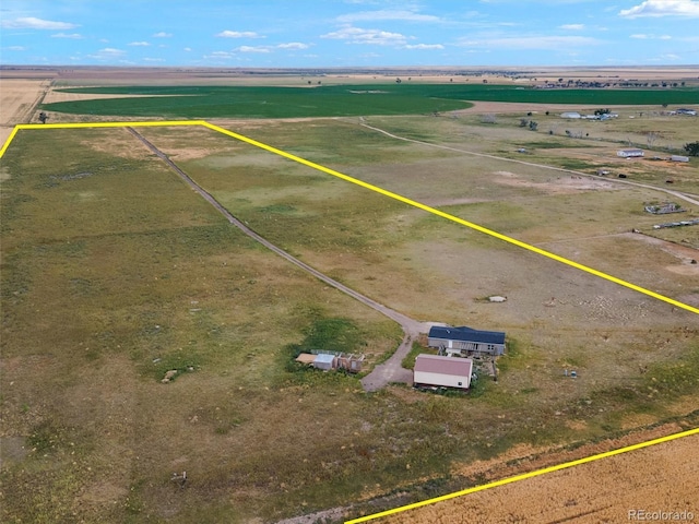 69501 E 72nd Ave, Byers, CO 80103 - aerial view of sparsely populated area featuring property boundaries highlighted