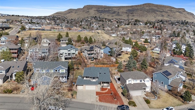 aerial view with a residential view and a mountain view