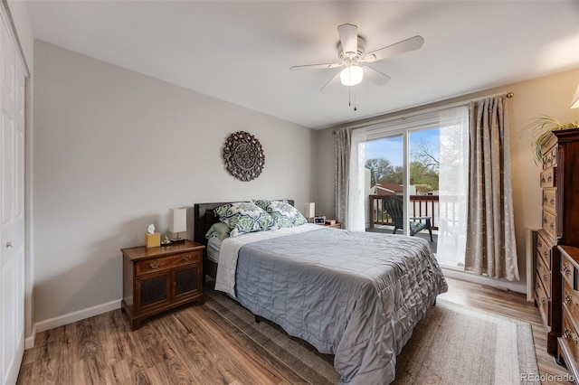 1236 Sequerra St, Broomfield, CO 80020 - bedroom featuring access to outside, wood finished floors, and ceiling fan