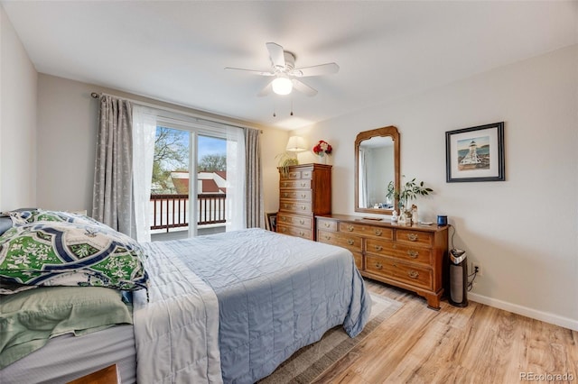 1236 Sequerra St, Broomfield, CO 80020 - bedroom with access to outside, light wood-style floors, and a ceiling fan