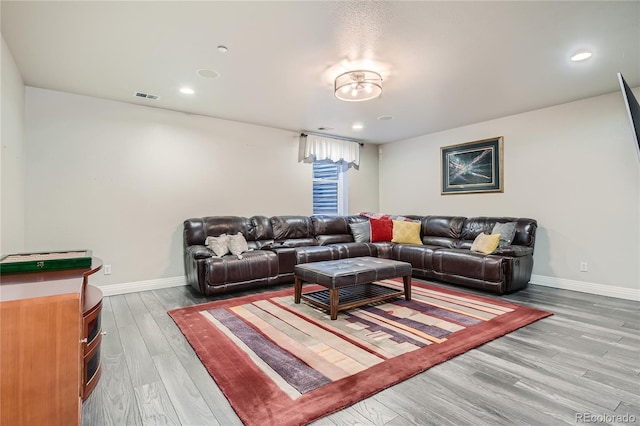 living room with hardwood / wood-style flooring