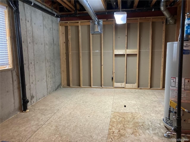 basement with water heater