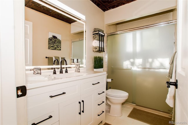 7684 Beverly Blvd, Castle Pines, CO 80108 - bathroom featuring toilet, vanity, and a stall shower